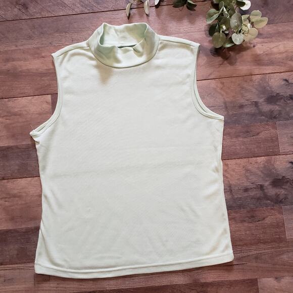 NWOT Pistachio Green Metallic Mock Neck Sleeveless Blouse Medium - Picture 10 of 10